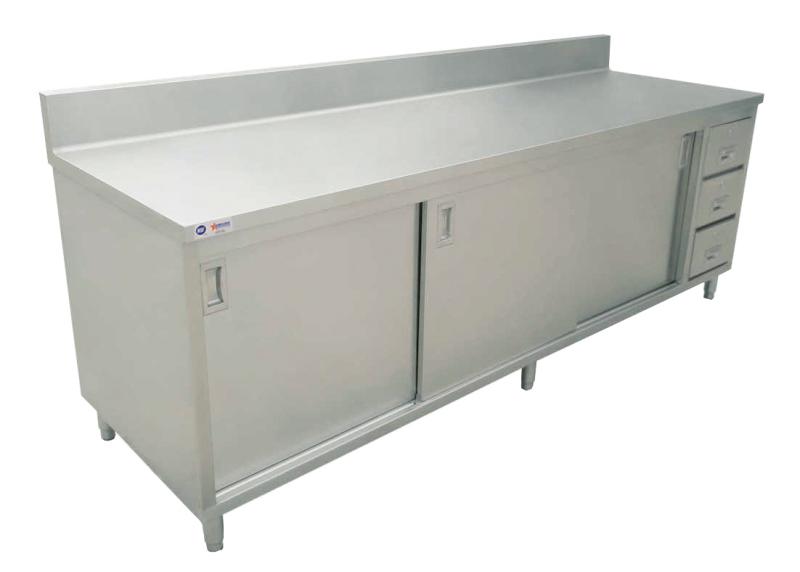 30" x 72" Worktable with Cabinet, Drawers, and Sliding Doors 1 30" x 72" Worktable with Cabinet, Drawers, and Sliding Doors